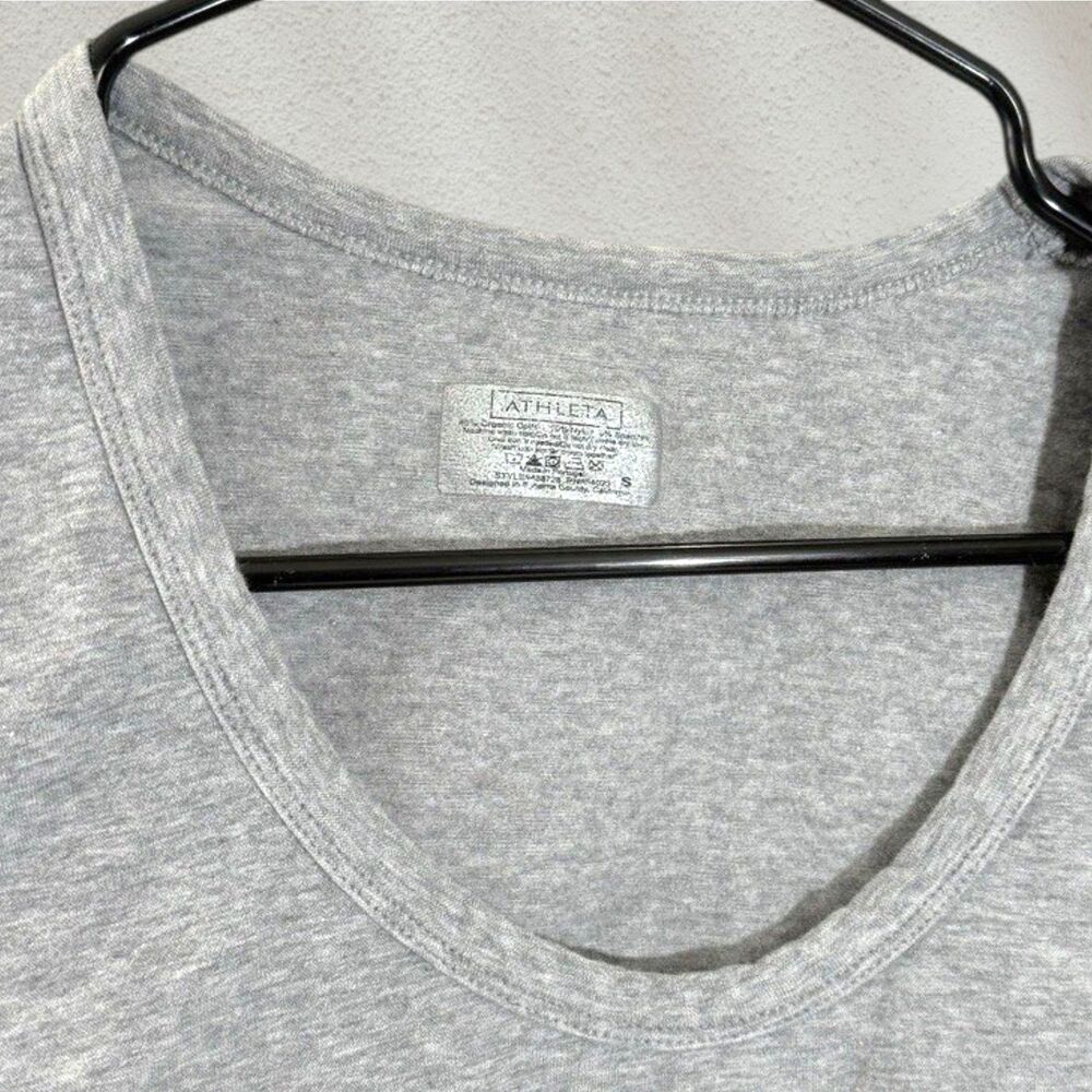 Athleta Pure Tee Small Gray Seamless Ruched Side Yoga Top Organic Cotton 438728 - Picture 4 of 4